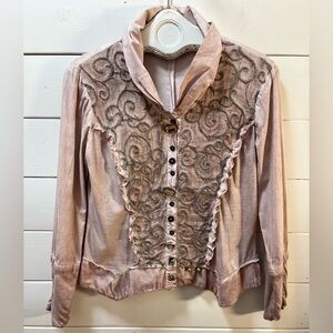 ELISA CAVALETTI CLUB – Blush Mixed-Texture blouse/Jacket (L)